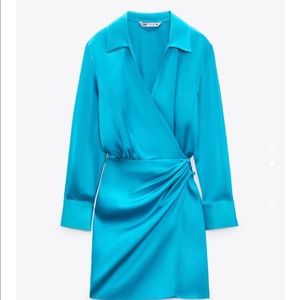 zara blue satin dress